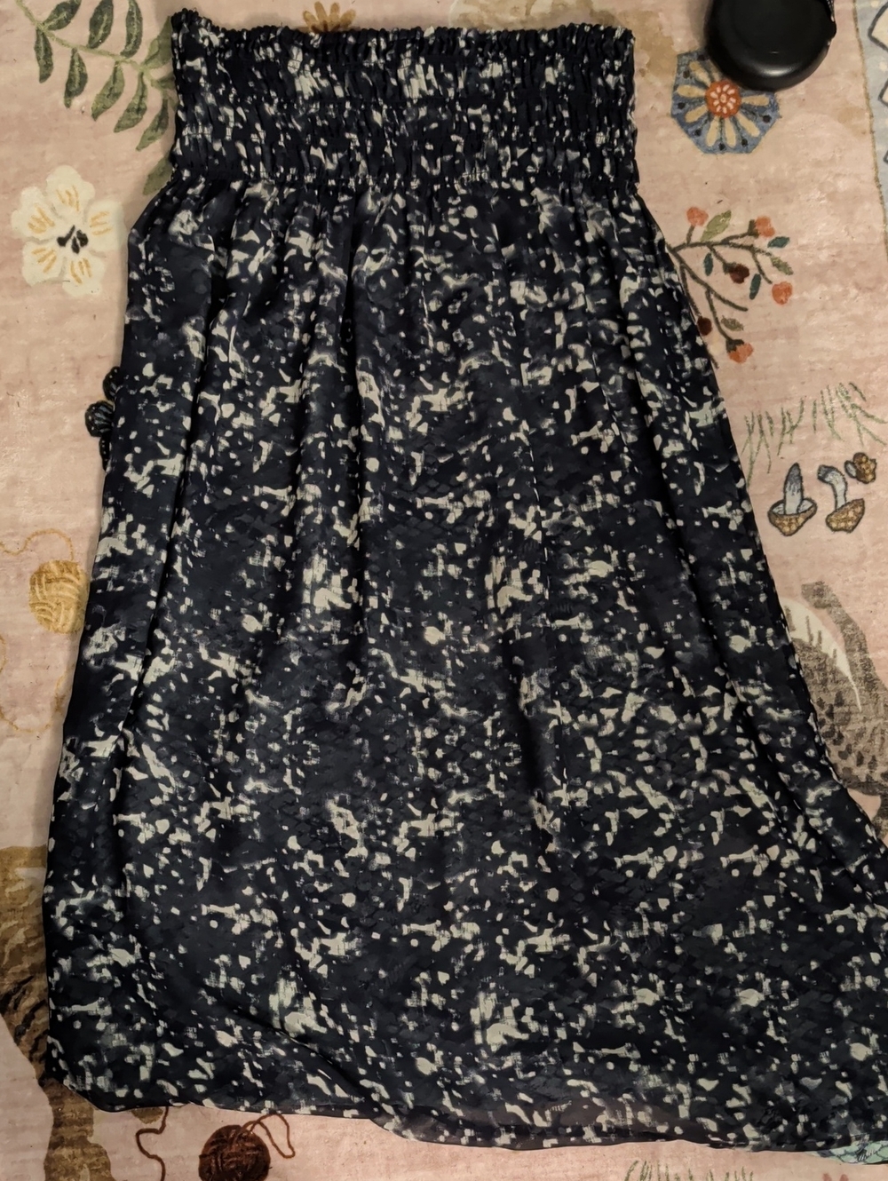 CAbi Navy and Cream Abstract Print Maxi Skirt